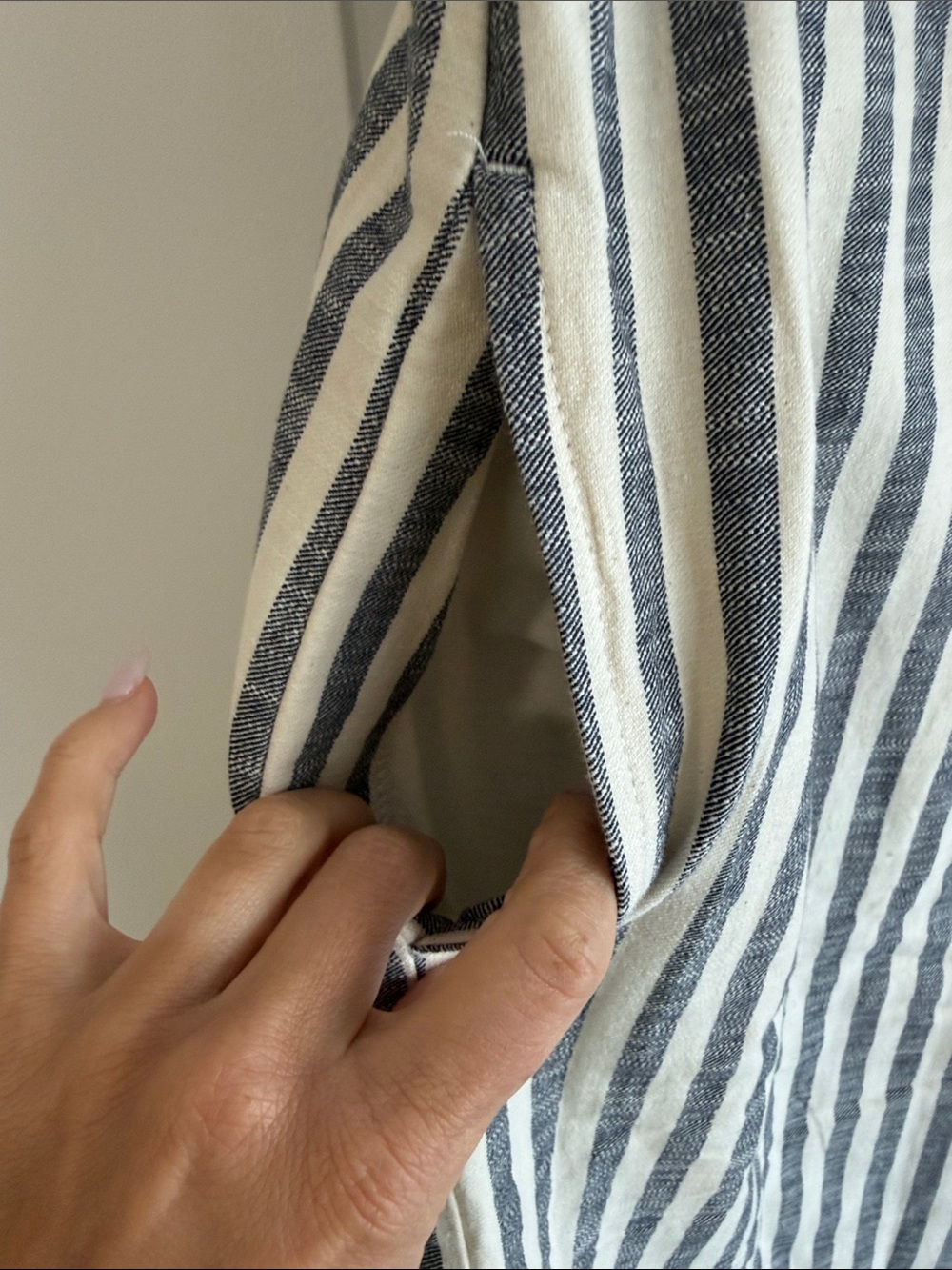 Anthropologie Vertical Stripe Belted Pencil Skirt - Navy & Cream - Picture 4 of 9